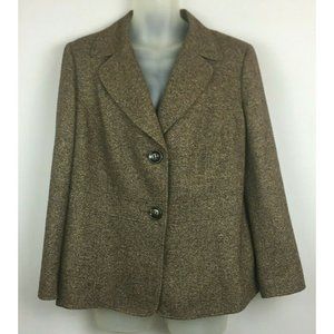 Talbots Italian Brown Tweed Blazer Womens Size 14W